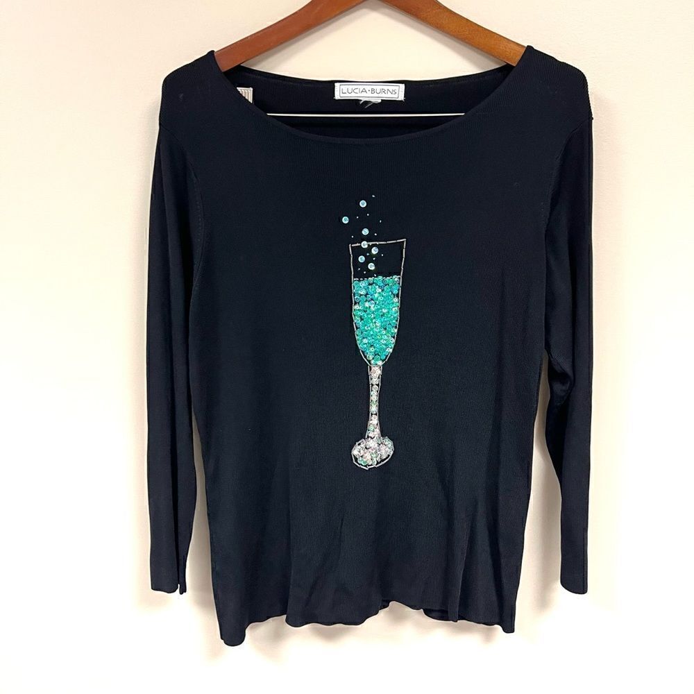 - Lucia Burns champagne flute with sequins top  Sz L/XL